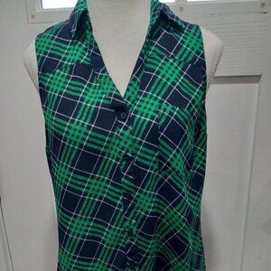 Charming Charlie Women Sleeveless Plaid Top Shirt Blouse Size Small